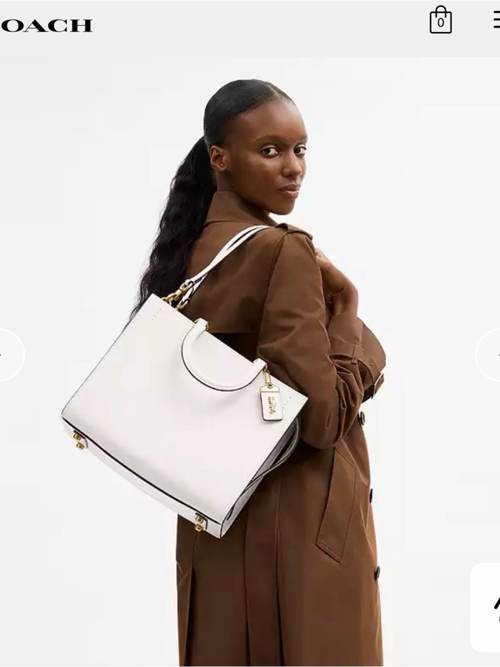 NWOT COACH ROGUE BAG CROSSBODY SATCHEL TOTE IN CHALK GLOVETANNED LEATHER - Picture 6 of 16